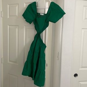Green Flowy Cut-Out Dress